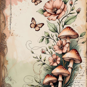 Papier scrapbook de murmures botaniques vintage