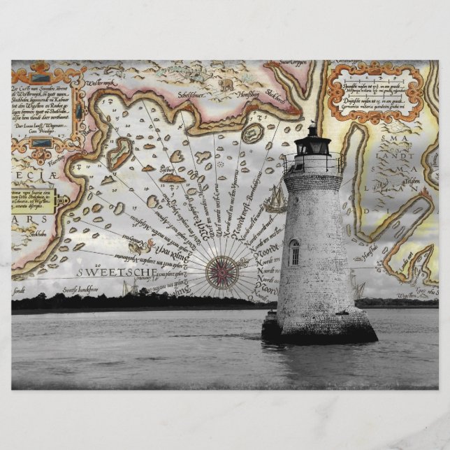 Papier scrapbook de phare nautique (Devant)