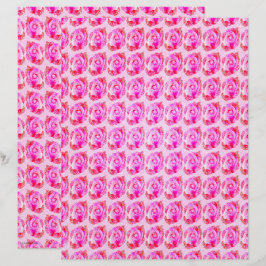 Papier scrapbook de roses abstraites roses 2 faces