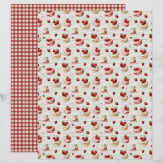 Papier scrapbook de tarte aux fraises vintage