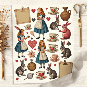 Papier scrapbook découpé vintage Alice