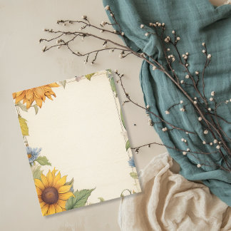 Papier scrapbook Fleur de Tournesol Jaune Vintage