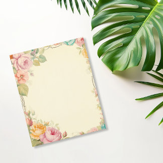 Papier scrapbook Fleurs Roses Orange Rose Vintage