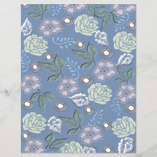 Papier scrapbook floral bleu