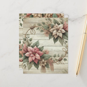 Papier scrapbook Guirlande de poinsettia shabby ch