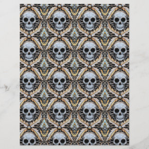 papier scrapbook Halloween crâne élégant damassé