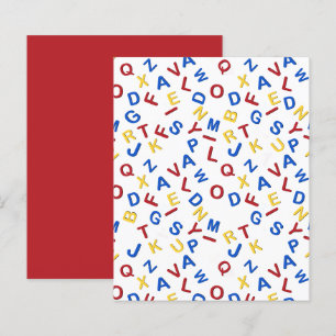 Papier scrapbook lettres ABC Bleu Jaune Rouge