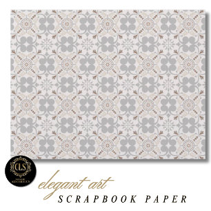 Papier scrapbook motif carreaux espagnols gris