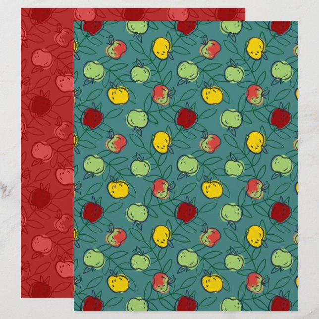Papier scrapbook Pomme (Devant / Derrière)