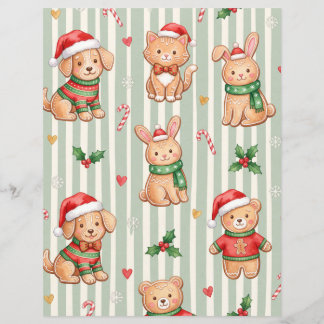 Papier scrapbook pour animaux de Noël au pain d'ép