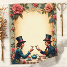 Papier scrapbook pour la fête du thé d'Alice et du
