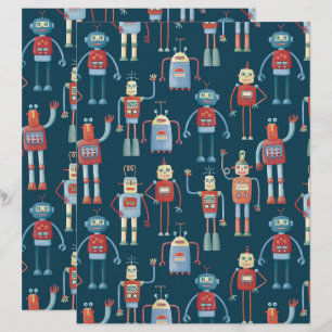 Papier scrapbook Robots Rétro Vintage 1950