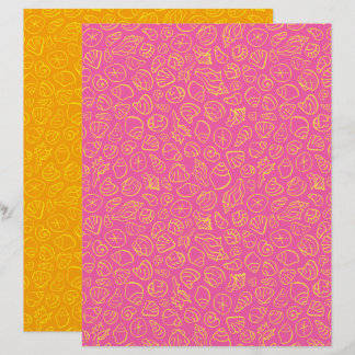 Papier scrapbook rose coquillages