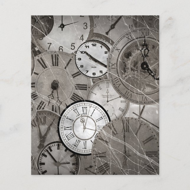 Papier scrapbook steampunk horloges anciennes (Devant)