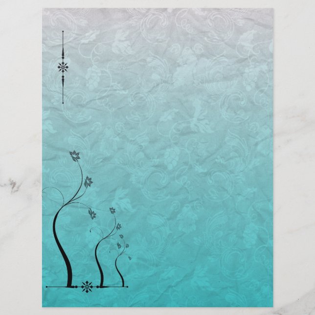 Papier Scrapbook Teal Floral Vigne Vierge (Devant)