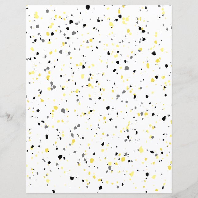 Papier scrapbook Terrazzo minuscule gris jaune mod (Devant)