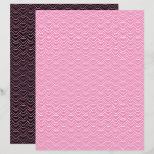 Papier scrapbook vague japonaise rose moderne noir
