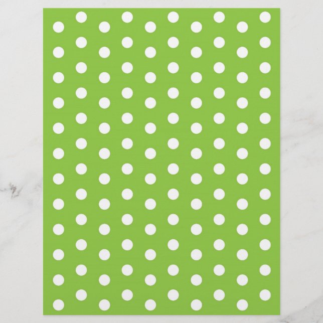 Papier scrapbook vert à pois blanc pour bébé (Devant)
