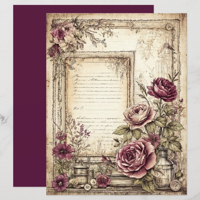 Papier scrapbook victorien et dentelle  (Devant / Derrière)