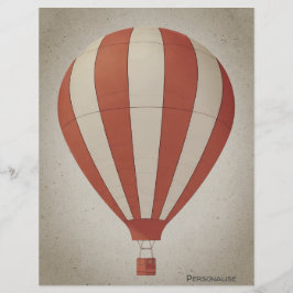 Papier scrapbook Vintage Montgolfière Rouge Blanc
