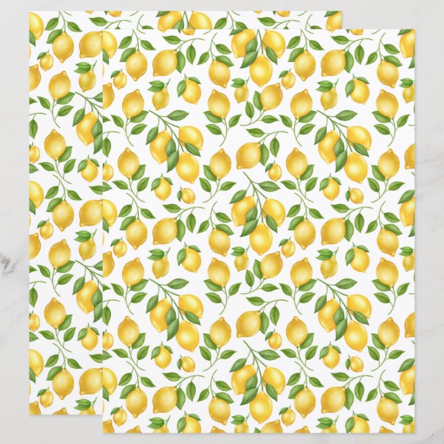 Papier scrapbooking Citrons (Devant / Derrière)