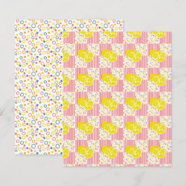 Papier scrapbooking Citrons Jaunes Rayures Roses