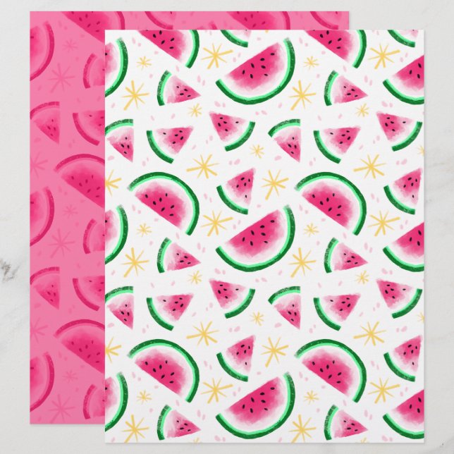 Papier scrapbooking de pastèque (Devant / Derrière)