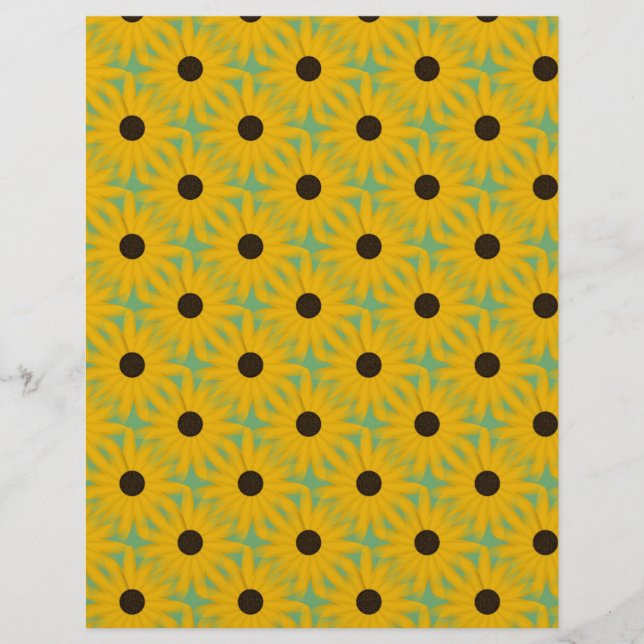 Papier scrapbooking floral aux marguerites jaunes  (Devant)