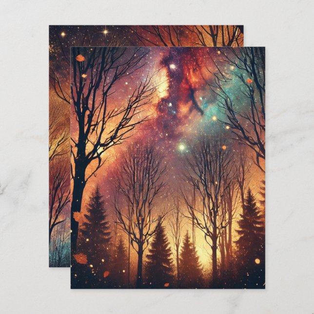 Papier scrapbooking Forêt Crépusculaire Galaxie Au (Devant / Derrière)