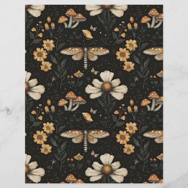 papier scrapbooking motif automnal de champignons  (Devant)