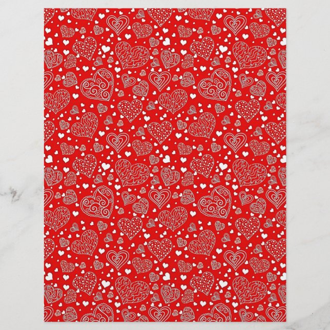papier scrapbooking motif coeurs fantaisie (Devant)