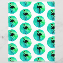 Papier scrapbooking motif flamant rose bleu vert