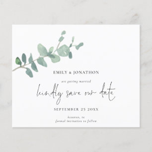Papier Script Budget Green Eucalyptus Enregistrer La Date