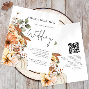 Papier Script Citrouille floral budget Faire-part de mari