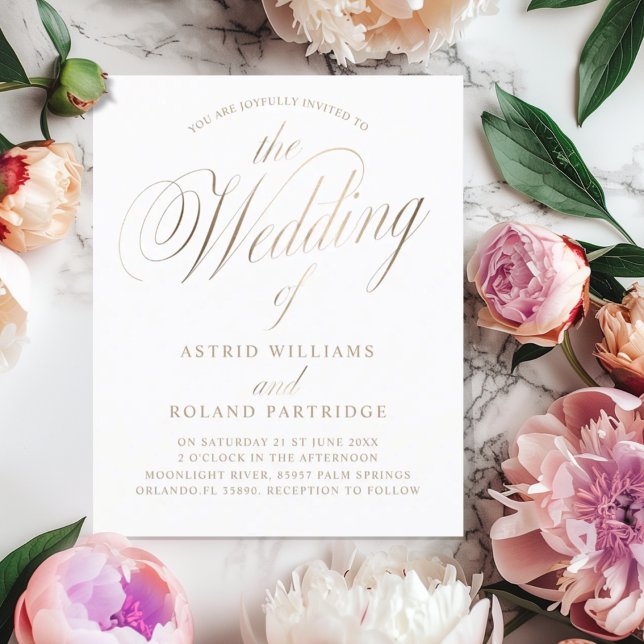 Papier Script classique Mariage de budget blanc et or (Créateur téléchargé)