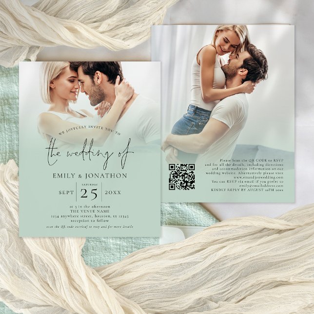 Papier Script de superposition de photo Budget 2 Mariage  (Front and back view of the budget invitation)