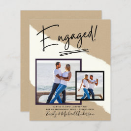 Papier SCRIPT FIANÇAILLES DE PHOTO BUDGET Faire-part Invi