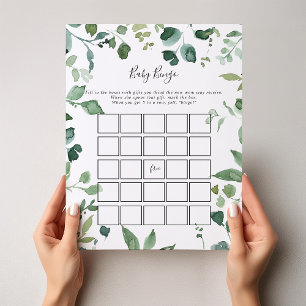 Papier Script Green Foliage Baby Bingo Douche Jeu
