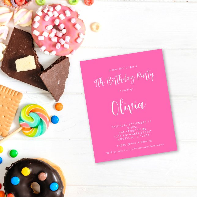 PAPIER | Script Hot Pink 9. Geburtstagsparty (Value paper alternative)