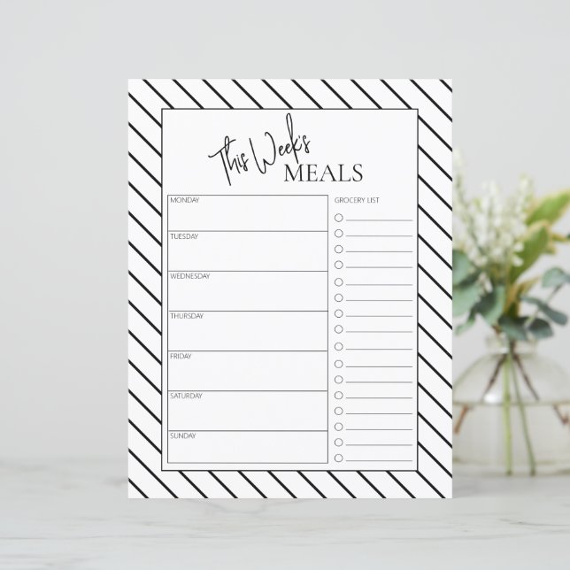 Papier Script Linn minimal Texte Planificateur de repas h (Debout devant)