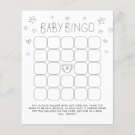 Papier Script minimaliste Bingo Baby shower Bingo Jeu