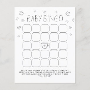 Papier Script minimaliste Bingo Baby shower Bingo Jeu