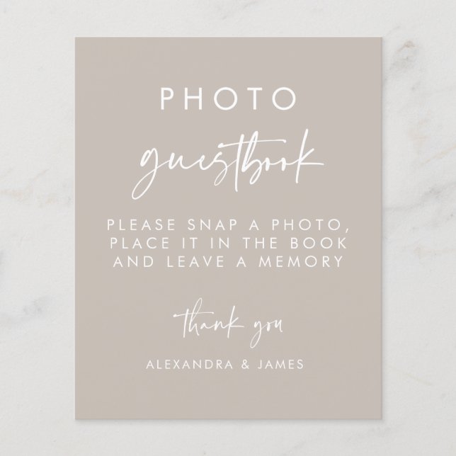 Papier Script moderne Mariage photo Signet du livre d'or (Devant)