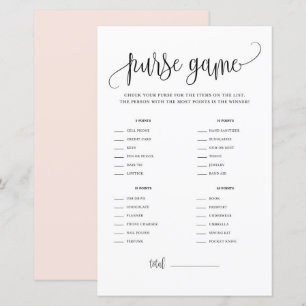 Papier Script noir Ce qui est dans votre sac Jeu de douch