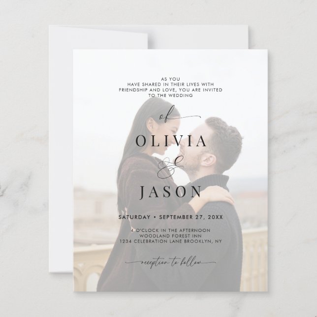 Papier Script romantique BUDGET Photo QR Code Mariage (Devant)