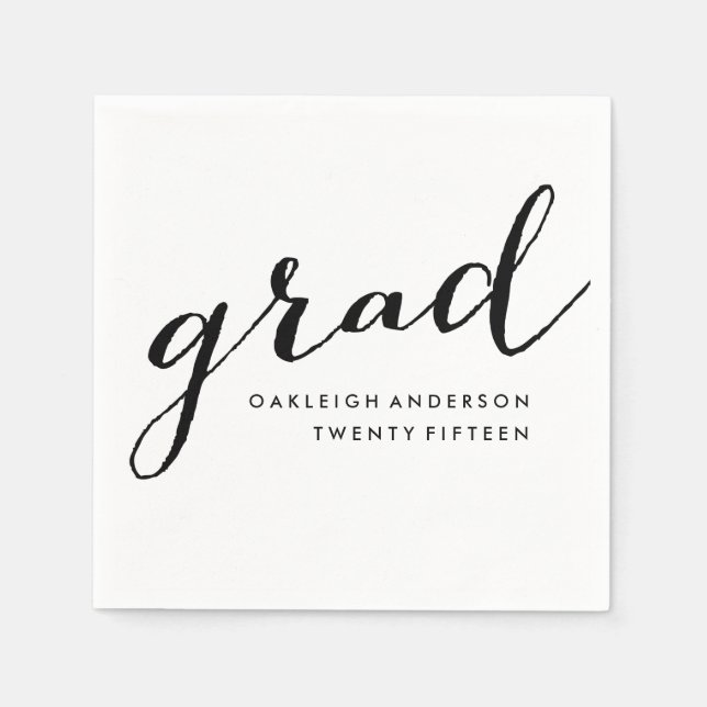 Papier Script simple en noir | Serviettes de diplôme (Devant)