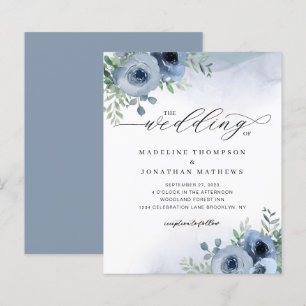 Papier Script Whimsical BUDGET Floral Dusty Mariage bleu