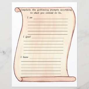 Papier Scroll, je suis, je sens, je sais, bordé de feuill