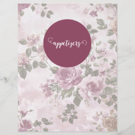 Papier Séparateur de classeur de recette florale rose vin