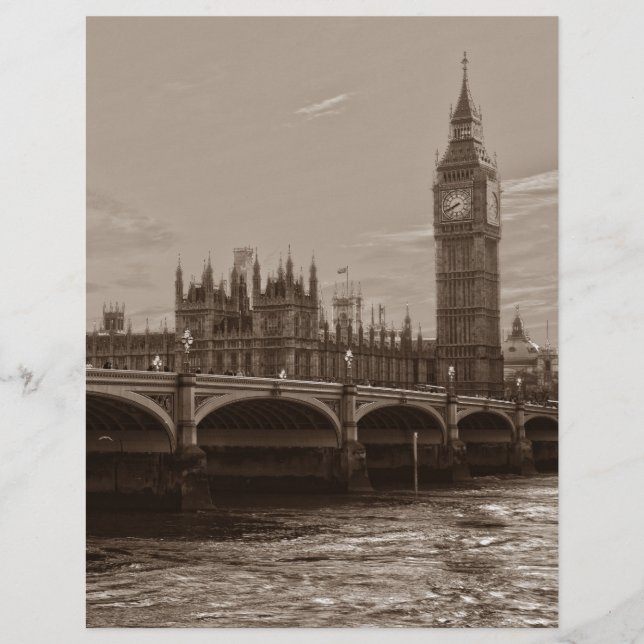 Papier Sepia Big Ben Tower Palace de Westminster (Devant)